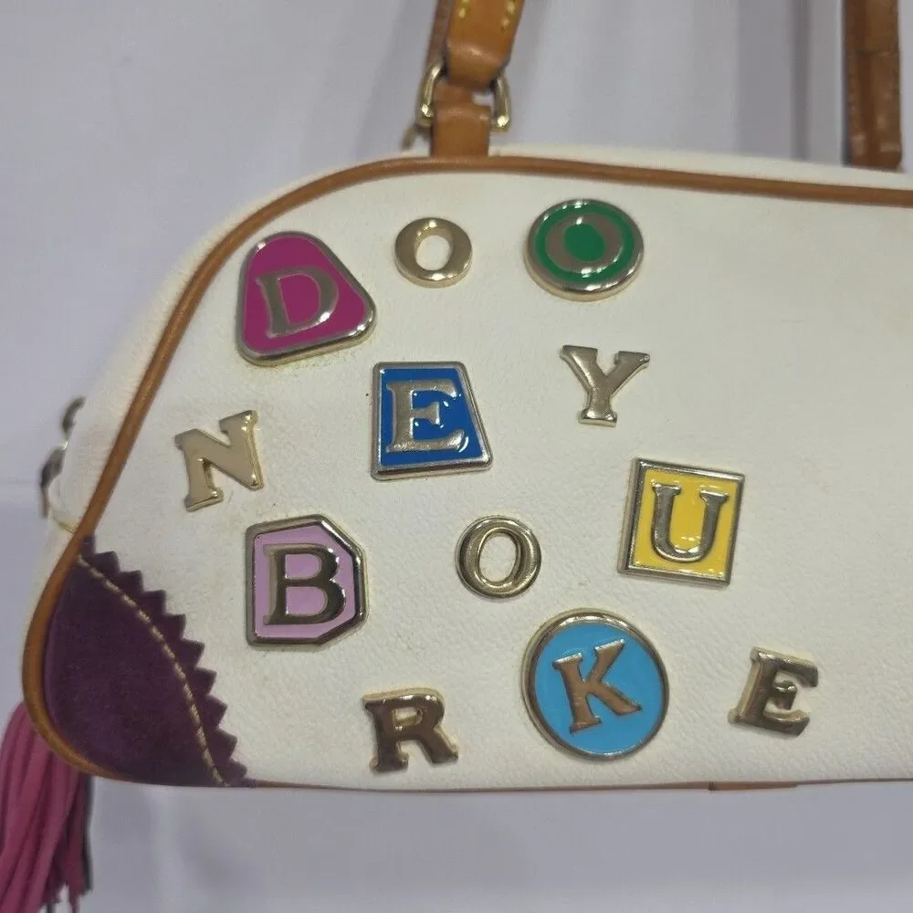 Vintage Dooney & Bourke x Lindsay Lohan White Y2K Shoulder Charm Bag Rare! - Picture 3 of 16